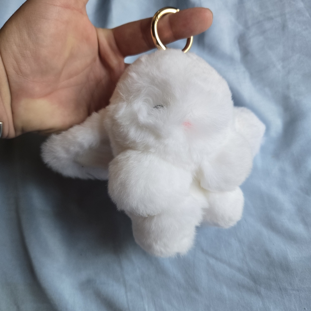 White Plush Bunny Keychain